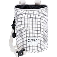 Evolv Canvas Chalk Bag Gridline with brush holder keeps chalk secure and organized during climbs.