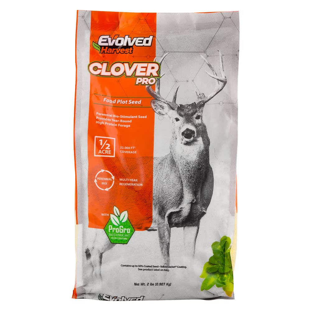 Evolved Harvest Clover Pro seed coating close-up with ProGro for stronger growth.