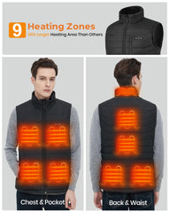 Evonicc heated vest nine heating zones close-up reveals broad warmth coverage.