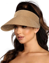 EastWater women's wide-brim UPF50+ sun visor hat in khaki
