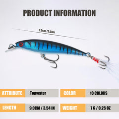 EXAURAFELIS Minnow lure with two sharp barbed treble hooks