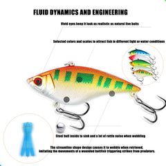 Bright Vib lure colors: chartreuse, pink, silver