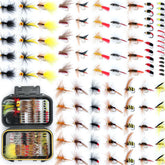 EXAURAFELIS 100pcs fly fishing flies kit in tackle box – front view