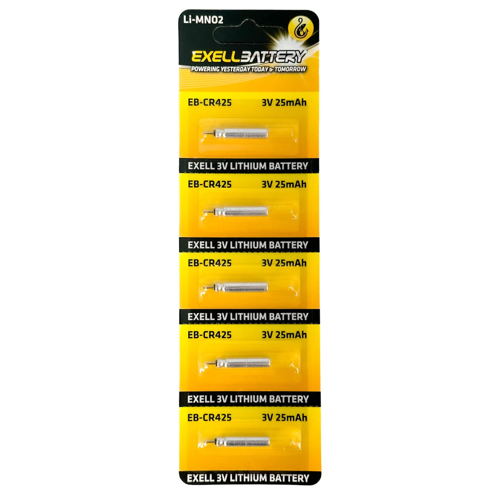 Exell Battery CR425 powering fishing lure with compact 3V energy