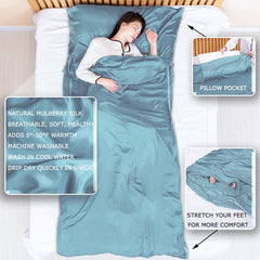 EXERMIL silk sleep sack unzips to 87x87 inches bed sheet