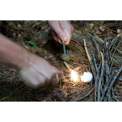 Exotac fireROD tinder capsule demonstrates waterproof tinder storage.