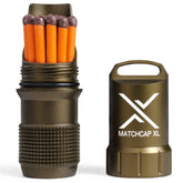 Exotac MATCHCAP XL waterproof case keeps matches dry for reliable fires outdoors.