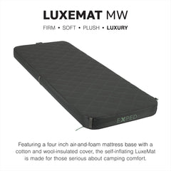 Exped LuxeMat Single MW four-inch foam pad supports comfortable sleep.