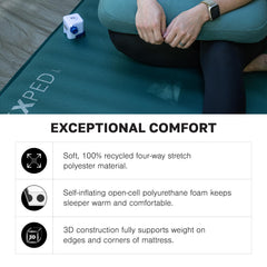 Exped MegaMat Duo Queen soft surface with recycled fabric skin feels gentle