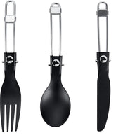 Explorer Bear foldable spoon in titanium for lightweight trail meals.
