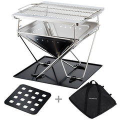 Explorer Bear Takibi coal bed highlights versatile fuel options for outdoor cooking.