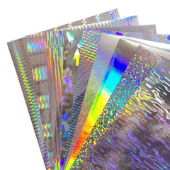 Assorted reflective silver lure sticker sheets