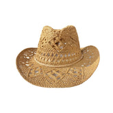 Brown Eyebrune paper cowboy hat for women worn outdoors