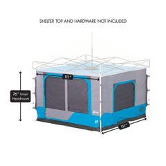 E-Z UP Camping Cube 6.4 oversized screened door enhances entry and visibility.