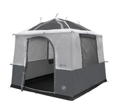 E-Z UP Camping Cube Sport demonstrates angled-leg transform for camping.