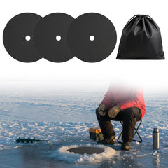 Fabflame 12-Inch ice fishing hole cover in black, 0.6 inch thick.