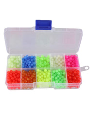 Facikono 1000-piece 5mm round fishing beads in a reusable plastic storage box
