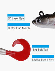 Facikono bass jig head soft swimbait - white color