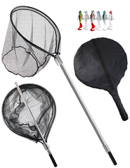 Facikono large rubber fishing net with telescoping handle extended to 94 inches