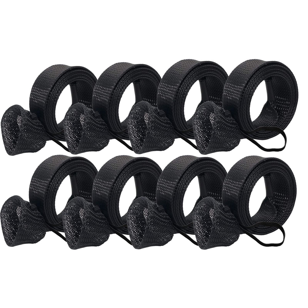 Facune 8 pack rod sleeves in black with braided mesh