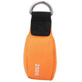 Fafeims orange throwing rope bag for quick line deployment in tree climbing.