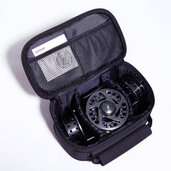 Reel side view showcasing CNC-machined aluminum body