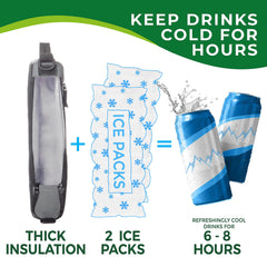 Falcona Wild ice packs included, showing compact freezer packets that keep drinks cold without extra ice.