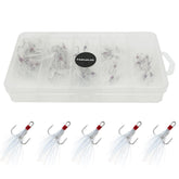FANGBLUE Treble Fishing Hooks with Feather close-up