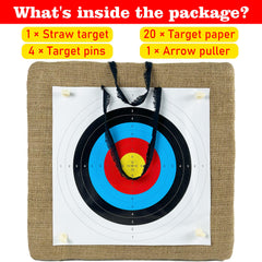 FANOWZUO archery target hanging from a lanyard for quick outdoor setup