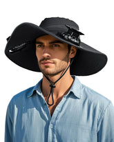 FANSEXPERT wide brim sun hat with solar fans - front view