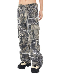 FantasyGears men's camo cargo pants front view with multiple pockets for outdoor use