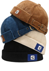 Faringoto watch cap corduroy front view shows soft, year-round texture