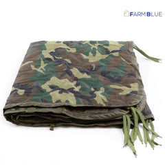 Farm Blue Jungle Camo blanket used for picnics and stadium events.