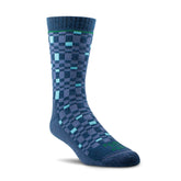 Farm to Feet Seattle full cushion crew socks in denim with reinforced knit for all-day comfort.