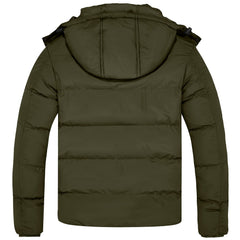 FARVALUE army green parka with hood close-up showcasing insulated warmth.