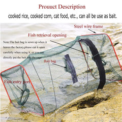 Bait traps deployed in water showing sturdy frame and attachment points