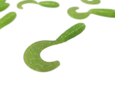 FastFish Megatail 3in curly tail chartreuse splatter lure boosts slow-water attraction.