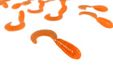 FastFish Megatail 3-inch curly tail lure in Glo Orange for slow-water action with bass.