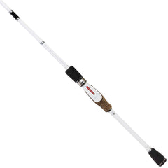 Favorite White Bird spinning rod reel seat close-up showing comfortable grip and control.