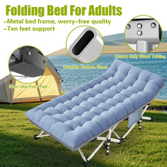 Faysore XXL camping cot folds compactly for easy travel and storage.