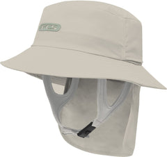 FCS Essential Surf Bucket Hat, front view, sun shield and secure fit for surf sessions.