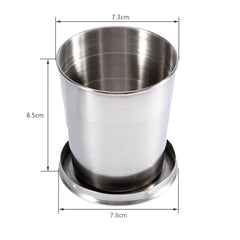 Fdit stainless steel collapsible cup with keychain attachment for quick access