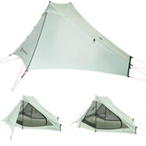 Featherstone Backbone tent with two doors and vestibules for easy access and gear storage.