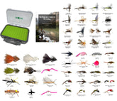 Feeder Creek 120 flies pack shown for versatile trout and bass fishing opportunities