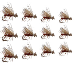 Feeder Creek Premium Brown Elk Hair Caddis Flies 12pc - full product view