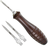 Feekoon fish venting tool with dark brown wooden handle