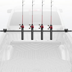 FEIMIRE Inshore Rod Holder in truck bed keeping rods organized during road trips.