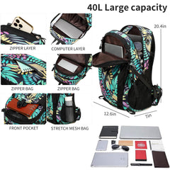 FENGDONG 40L daypack back panel shot emphasizing breathable comfort for hot hikes