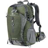 FENGDONG 40L waterproof backpack front view in green for outdoor travel.