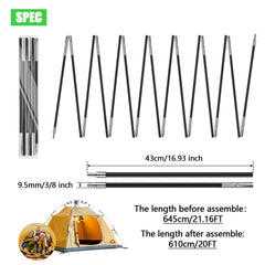 FENGKONG 15-sections foldable tent poles enable compact carry and flexible sizing.